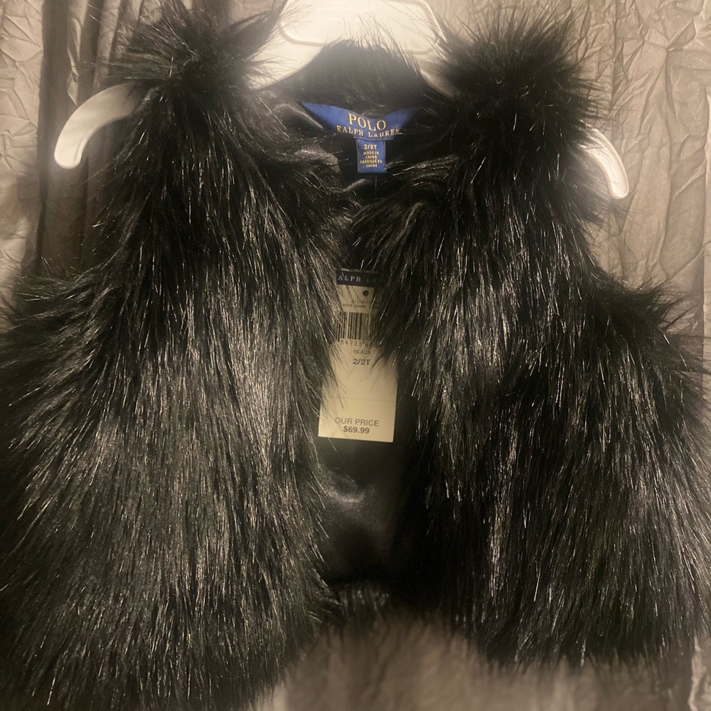Ralph Lauren Faux Fur Vest 2t Black.